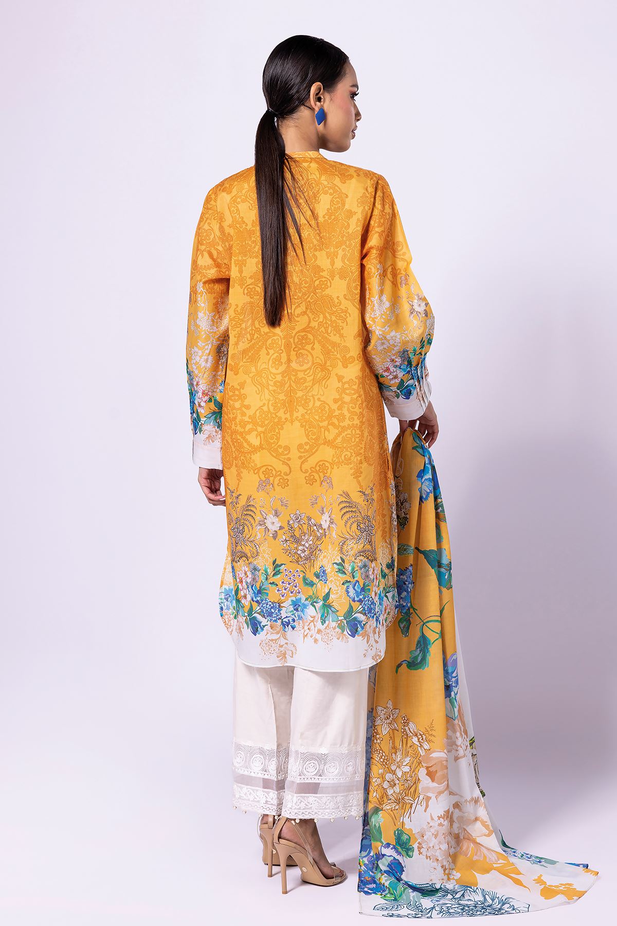 Khaadi | 2 Piece Unstitched Lawn - Top & Dupatta | LLA23134-Yellow