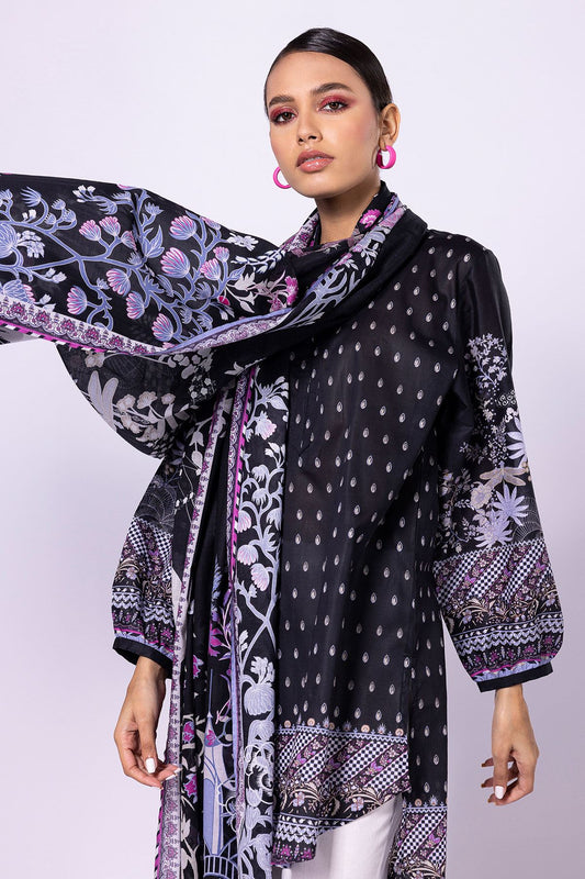 Khaadi | 2 Piece Unstitched Lawn - Top & Dupatta | LLA23136-Black