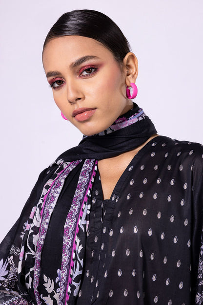 Khaadi | 2 Piece Unstitched Lawn - Top & Dupatta | LLA23136-Black