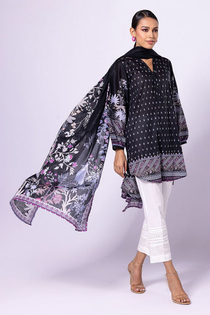 Khaadi | 2 Piece Unstitched Lawn - Top & Dupatta | LLA23136-Black
