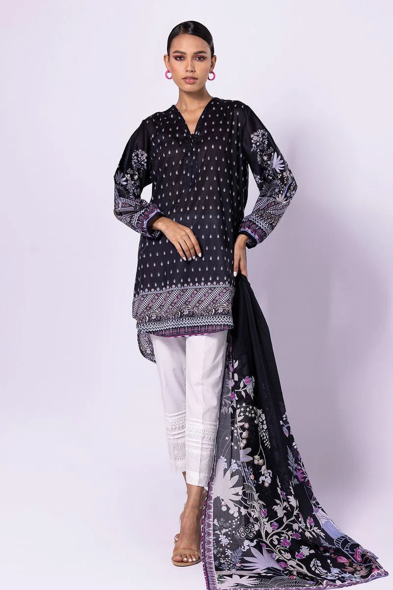 Khaadi | 2 Piece Unstitched Lawn - Top & Dupatta | LLA23136-Black
