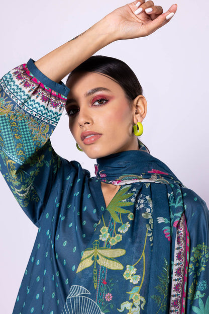 Khaadi | 2 Piece Unstitched Lawn - Top & Dupatta | LLA23136-White/Blue