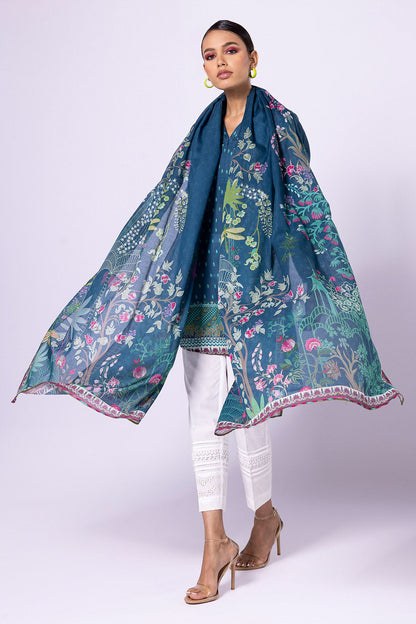 Khaadi | 2 Piece Unstitched Lawn - Top & Dupatta | LLA23136-White/Blue