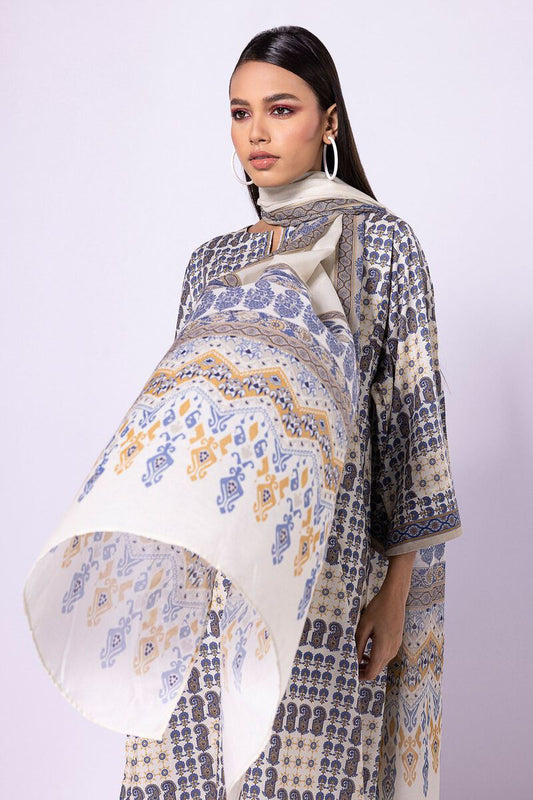 Khaadi | 2 Piece Unstitched Lawn - Top & Dupatta | LLA23137-off-White