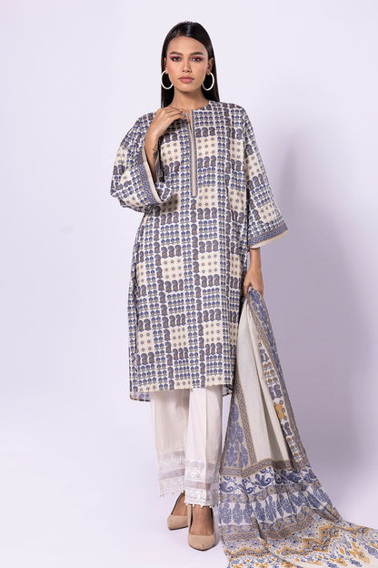 Khaadi | 2 Piece Unstitched Lawn - Top & Dupatta | LLA23137-off-White