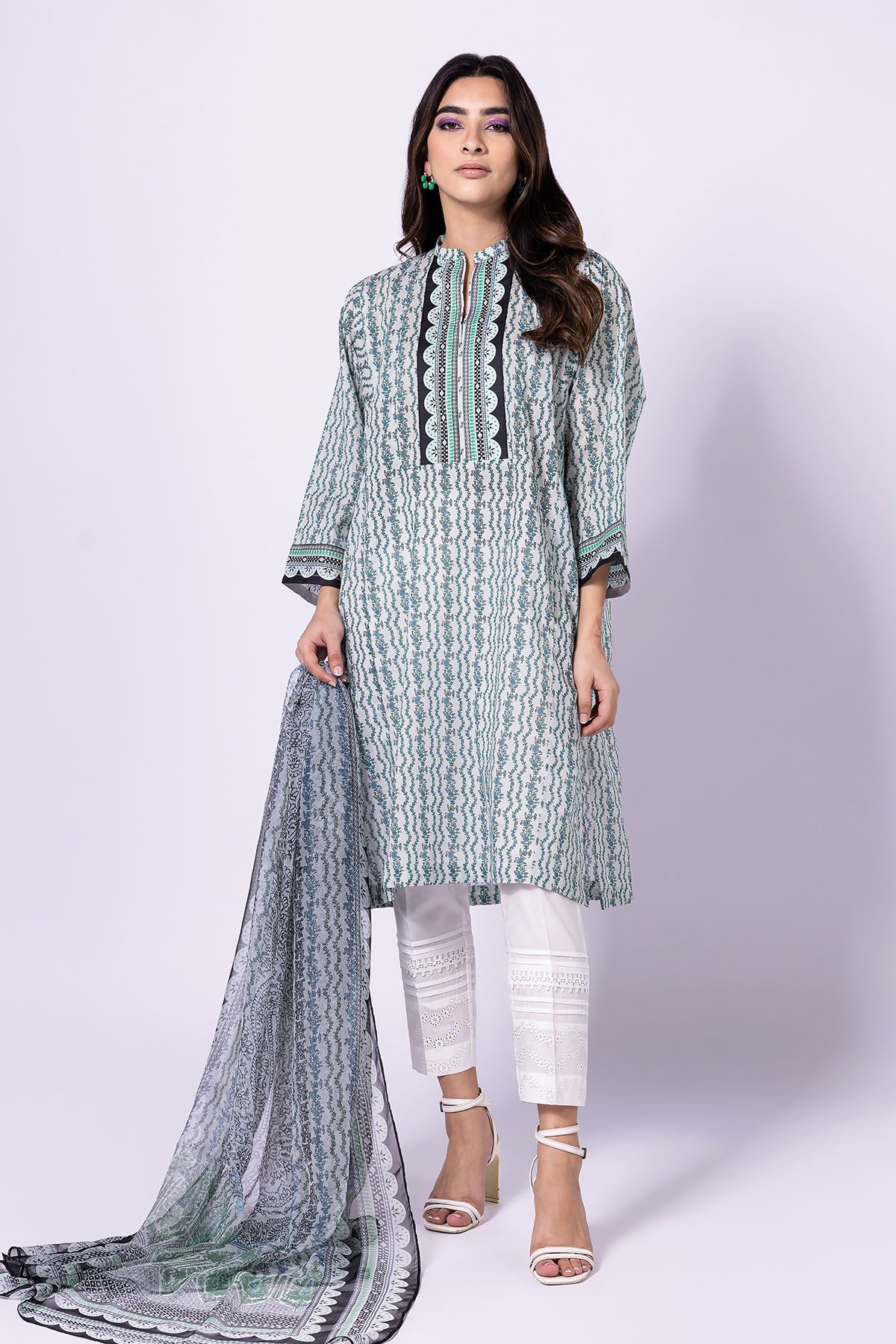 Khaadi | 2 Piece Unstitched Lawn - Top & Dupatta | LLA23139-White