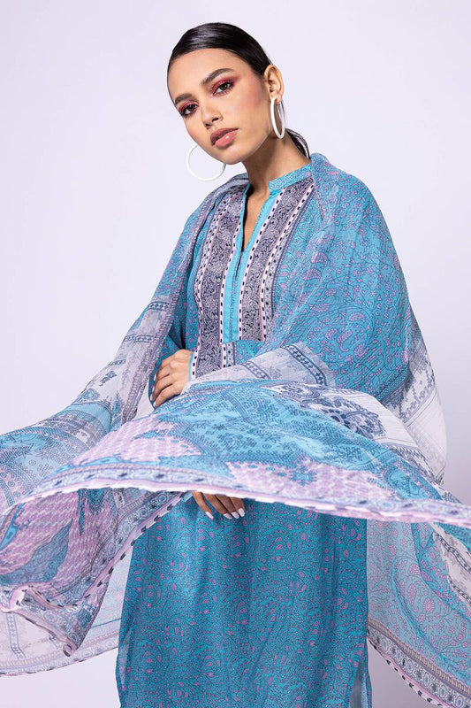 Khaadi | 2 Piece Unstitched Lawn - Top & Dupatta | LLA23140-Blue