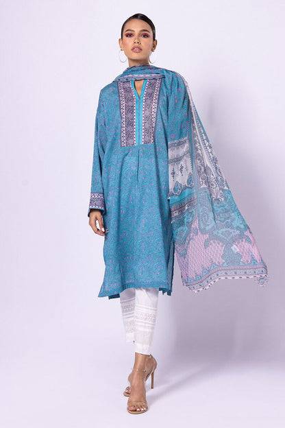 Khaadi | 2 Piece Unstitched Lawn - Top & Dupatta | LLA23140-Blue