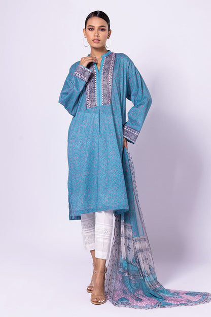 Khaadi | 2 Piece Unstitched Lawn - Top & Dupatta | LLA23140-Blue