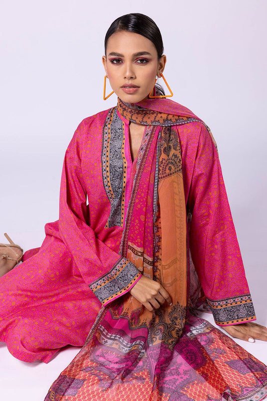 Khaadi | 2 Piece Unstitched Lawn - Top & Dupatta | LLA23140-Pink