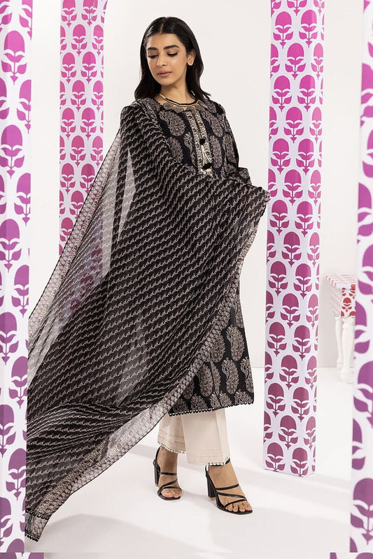 Khaadi | 2 Piece Unstitched Lawn - Top & Dupatta | LLA240102-Black