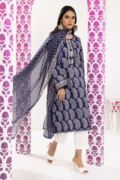 Khaadi | 2 Piece Unstitched Lawn - Top & Dupatta | LLA240102-Navy