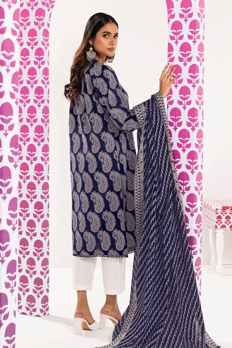 Khaadi | 2 Piece Unstitched Lawn - Top & Dupatta | LLA240102-Navy