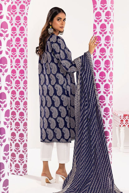 Khaadi | 2 Piece Unstitched Lawn - Top & Dupatta | LLA240102-Navy