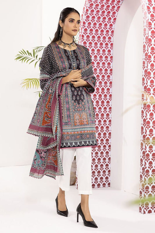 Khaadi | 2 Piece Unstitched Cambric - Top & Dupatta | LLA240108-Black