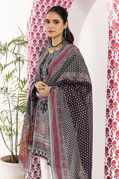 Khaadi | 2 Piece Unstitched Cambric - Top & Dupatta | LLA240108-Black