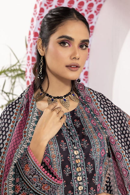 Khaadi | 2 Piece Unstitched Cambric - Top & Dupatta | LLA240108-Black