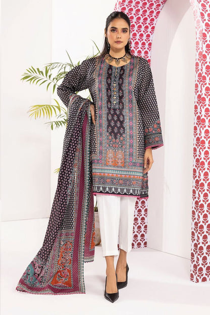 Khaadi | 2 Piece Unstitched Cambric - Top & Dupatta | LLA240108-Black