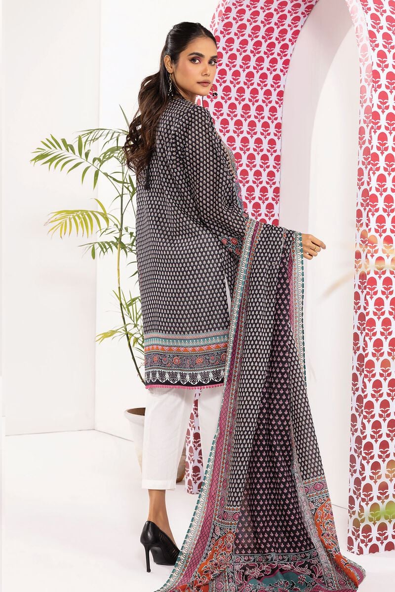 Khaadi | 2 Piece Unstitched Cambric - Top & Dupatta | LLA240108-Black
