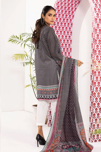 Khaadi | 2 Piece Unstitched Cambric - Top & Dupatta | LLA240108-Black